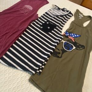 3 pack Women's Graphic and Striped Tank Tops Set. S/M. Pack of 3. Small, Medium.